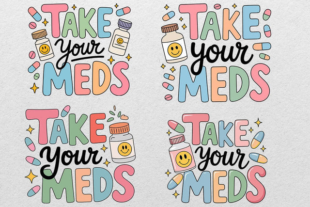 Take Your Meds svg. Mental Health Reminder svg, Cute ADHD Sticker svg, Medication Awareness svg SVG DesignDestine 