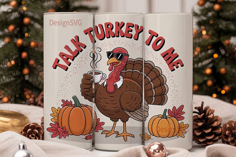 Talk Turkey 20oz Tumbler Wrap Sublimation DesignSVG 
