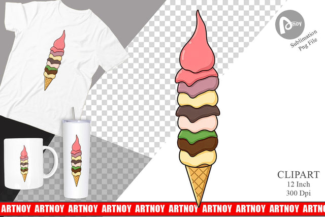 Tall Ice Cream Clipart Sublimation artnoy 