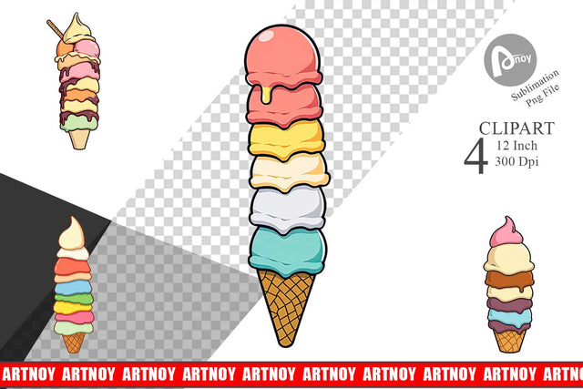 Tall Ice Cream Clipart Sublimation artnoy 