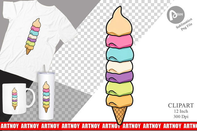 Tall Ice Cream Clipart Sublimation artnoy 