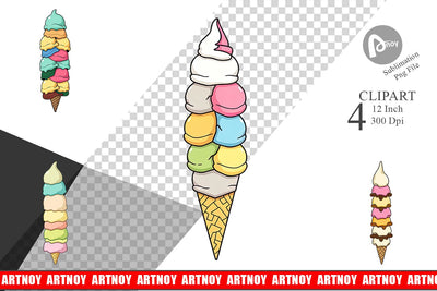 Tall Ice Cream Clipart Sublimation artnoy 