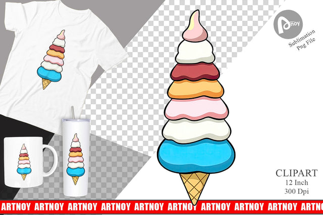 Tall Ice Cream Clipart Sublimation artnoy 