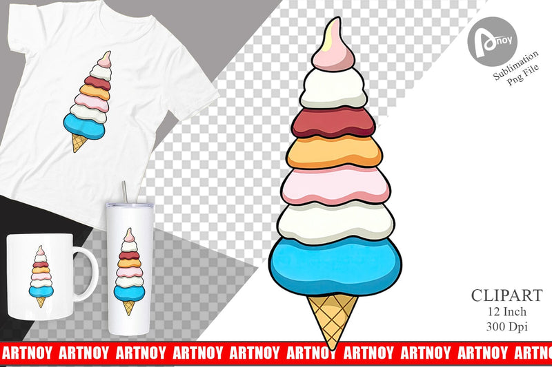 Tall Ice Cream Clipart Sublimation artnoy 