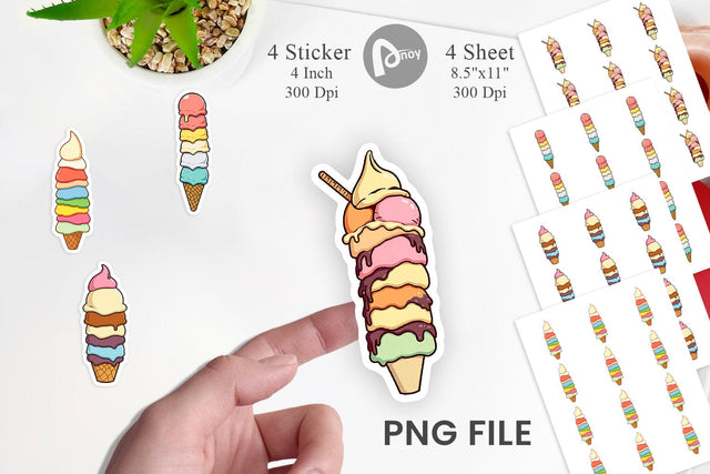 Tall Ice Cream Sticker Sublimation artnoy 