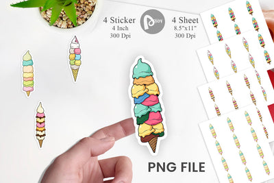 Tall Ice Cream Sticker Sublimation artnoy 