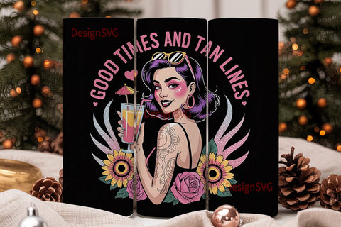 Tan Lines Tumbler Wrap PNG Sublimation DesignSVG 