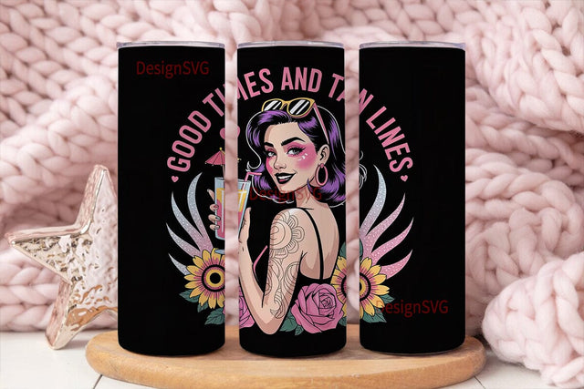 Tan Lines Tumbler Wrap PNG Sublimation DesignSVG 