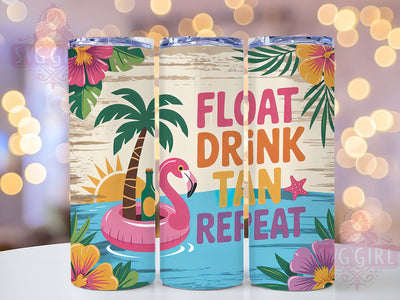 Tan Repeat Flamingo 20oz Tumbler, Tan Repeat Quote, Flamingo Illustration, Sublimation Tumbler Wrap, 20oz Tumbler, Fun Summer Gift, Bright Tropical Style Sublimation SvggirlplusArt 