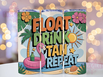 Tan Repeat Flamingo 20oz Tumbler, Tan Repeat Quote, Flamingo Illustration, Sublimation Tumbler Wrap, 20oz Tumbler, Fun Summer Gift, Bright Tropical Style Sublimation SvggirlplusArt 