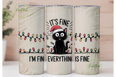 Tangled Christmas Cat 20oz Tumbler Wrap Sublimation PixelChick 