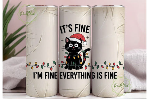 Tangled Christmas Cat 20oz Tumbler Wrap Sublimation PixelChick 