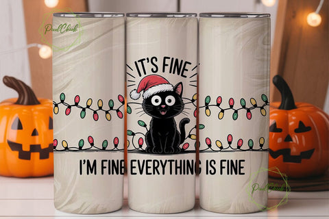 Tangled Christmas Cat 20oz Tumbler Wrap Sublimation PixelChick 