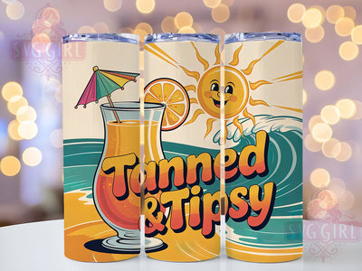 Tanned & Tipsy 20oz Tumbler, Tanned & Tipsy Wrap, Funny Summer Quote, Tropical Sublimation Design, Vintage Summer Vibes, 20oz Tumbler Wrap, Sublimation Design PNG, Summer Gift Sublimation SvggirlplusArt 