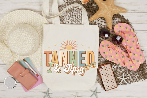 Tanned & Tipsy, Retro Summer Sublimation Sublimation CraftLabSVG 