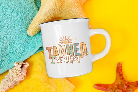 Tanned & Tipsy, Retro Summer Sublimation Sublimation CraftLabSVG 