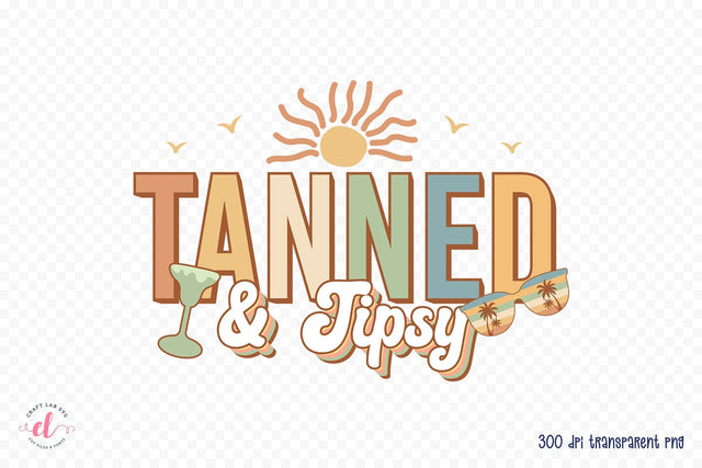 Tanned & Tipsy, Retro Summer Sublimation Sublimation CraftLabSVG 