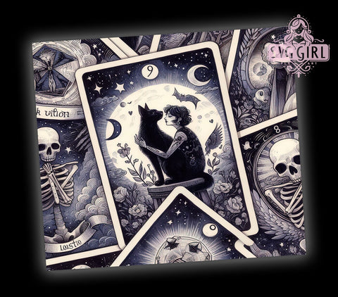 Tarot Card 20oz Tumbler Wrap Sublimation Design, Straight Tapered Tumbler Wrap, Halloween Tarot Cards Tumbler Png, Instant Digital Download Sublimation SvggirlplusArt 