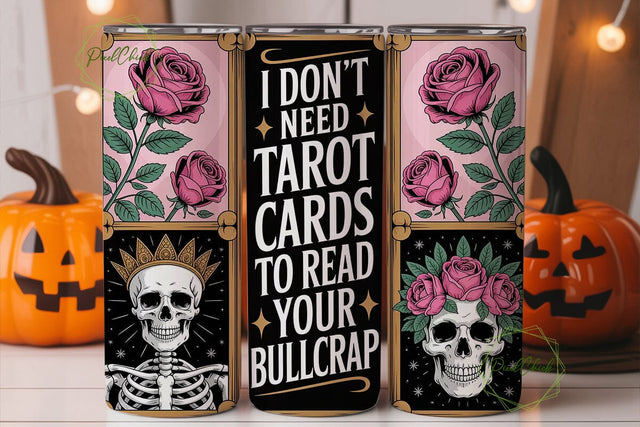 Tarot Card Skull Tumbler Wrap Sublimation PixelChick 