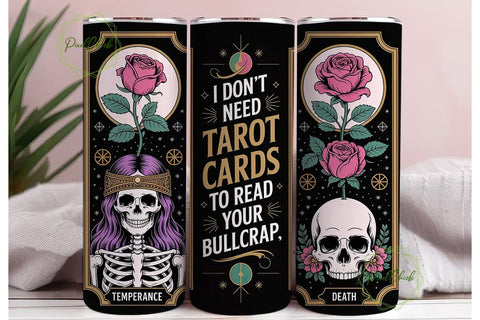 Tarot Card Skull Tumbler Wrap Sublimation PixelChick 