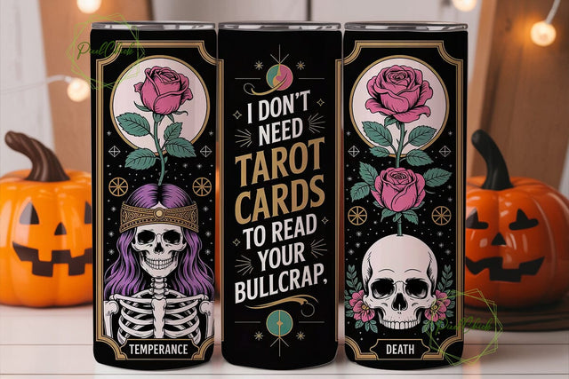 Tarot Card Skull Tumbler Wrap Sublimation PixelChick 
