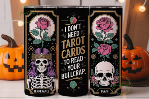 Tarot Card Skull Tumbler Wrap Sublimation PixelChick 
