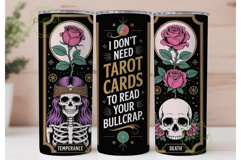 Tarot Card Skull Tumbler Wrap Sublimation PixelChick 
