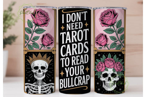 Tarot Card Skull Tumbler Wrap Sublimation PixelChick 