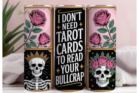 Tarot Card Skull Tumbler Wrap Sublimation PixelChick 