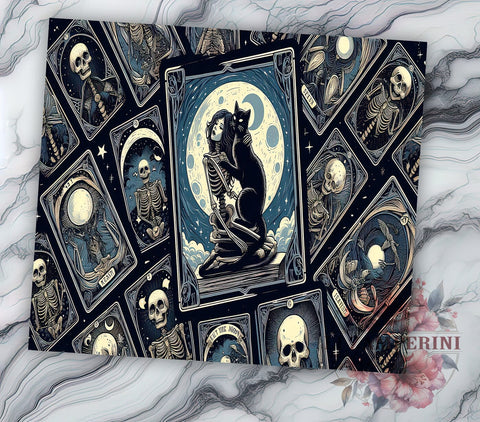 Tarot Cards Halloween Witchy Vibes Celestial 20oz Tumbler Wrap PNG, Tarot Cards Halloween Tumbler PNG Sublimation Design, Straight & Tapered Tumbler Wrap, Instant Digital Sublimation Li Zamperini 