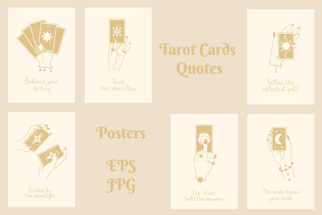 Tarot Cards Quotes Posters Digital Pattern Rin Green 