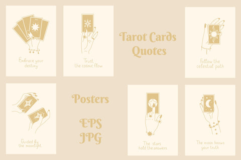 Tarot Cards Quotes Posters Digital Pattern Rin Green 