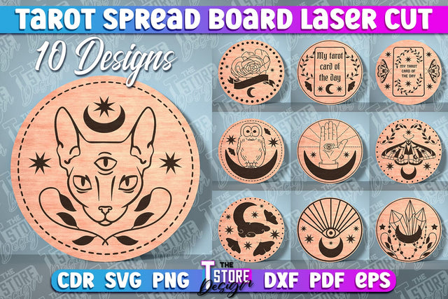 Tarot Spread Board Laser Cut | Tarot Board SVG Design SVG The T Store Design 