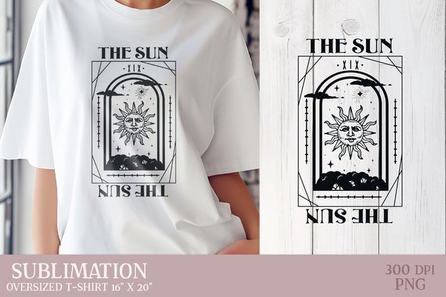 Tarot sun Card T-shirt Design, Oversized Sublimation T-shirt PNG Sublimation Petunia Digital Design 