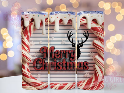 Tartan Reindeer Christmas Tumbler, Candy Cane Drip, Christmas Wrap, Holiday Tumbler, Festive Pattern, 20oz Tumbler, Sublimation Print Sublimation SvggirlplusArt 