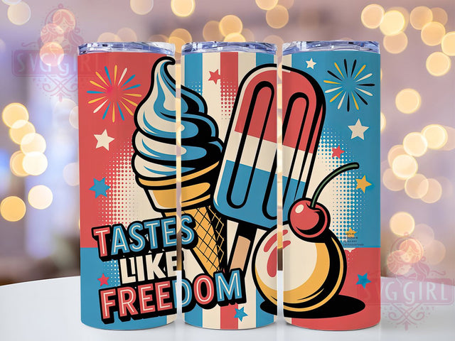 Tastes Like Freedom 20oz Tumbler, 4th of July Wrap, Patriotic Ice Design, Independence Day Wrap, Sublimation Wrap, 20oz Tumbler Design, PNG Tumbler Wrap Sublimation SvggirlplusArt 
