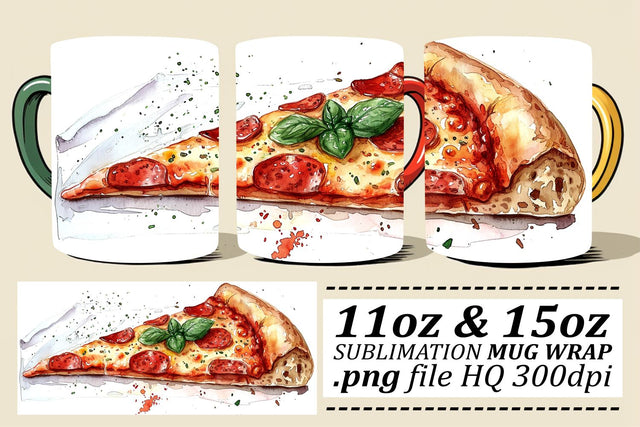 Tasty Treats Mug Wrap with Watercolor Patterns Sublimation afrosvg 