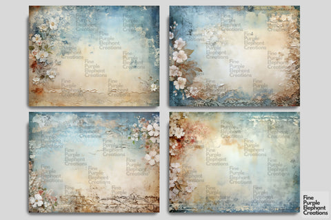 Tattered Blue Lace Digital Junk Journal Double Pages Digital Pattern Fine Purple Elephant Creations 
