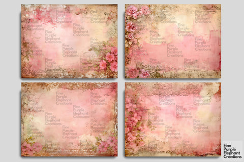Tattered Pink Lace Digital Junk Journal Double Pages Digital Pattern Fine Purple Elephant Creations 