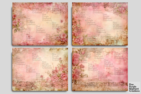 Tattered Pink Lace Digital Junk Journal Double Pages Digital Pattern Fine Purple Elephant Creations 