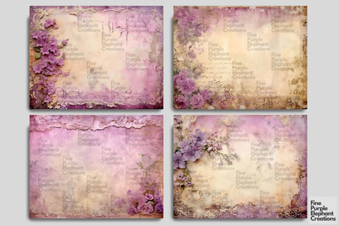 Tattered Purple Lace Digital Junk Journal Double Pages Digital Pattern Fine Purple Elephant Creations 