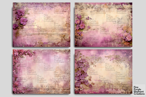 Tattered Purple Lace Digital Junk Journal Double Pages Digital Pattern Fine Purple Elephant Creations 