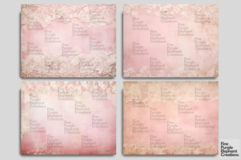 Tattered White Lace on Pink Digital Junk Journal Double Pages Digital Pattern Fine Purple Elephant Creations 