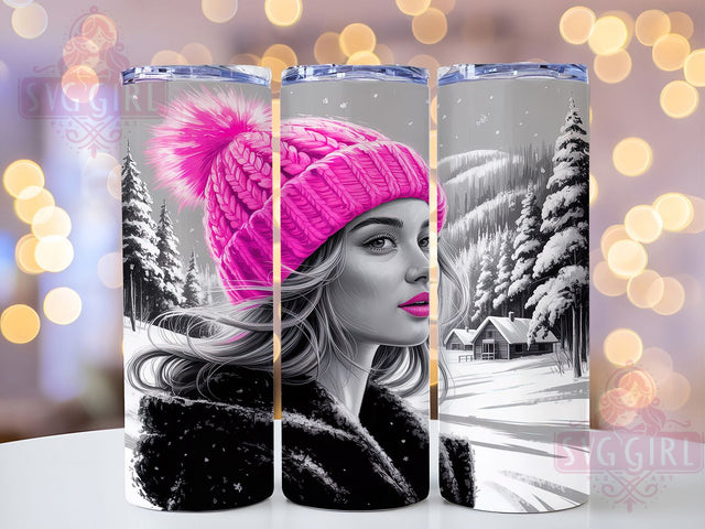 Tattoo Style Winter Wonderland Tumbler, Tattoo Style Art, Winter Tumbler, 20Oz Wrap Design, Snowy Sublimation, Inked Winter Design, Tattoo Aesthetic Art Sublimation SvggirlplusArt 