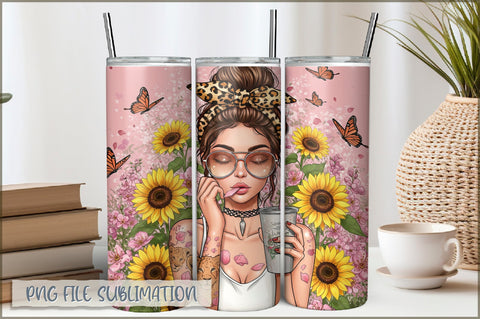 Tattoo Woman 20 Oz Tumbler Wrap PNG Sublimation Shetara Begum 