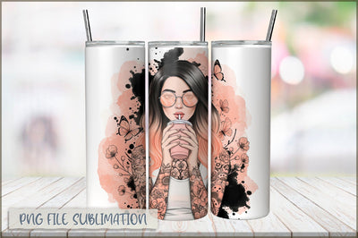 Tattoo Woman 20 Oz Tumbler Wrap PNG Sublimation Shetara Begum 