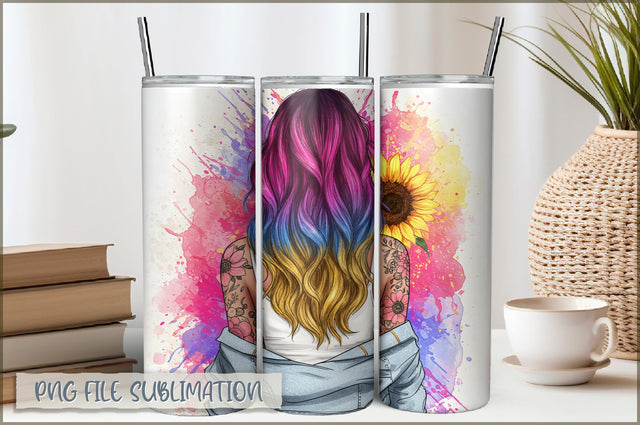 Tattoo Woman 20 Oz Tumbler Wrap PNG Sublimation Shetara Begum 