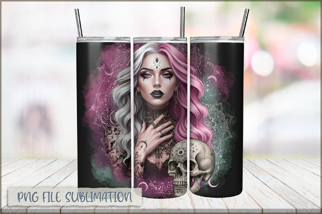 Tattoo Woman 20 Oz Tumbler Wrap PNG Sublimation Shetara Begum 