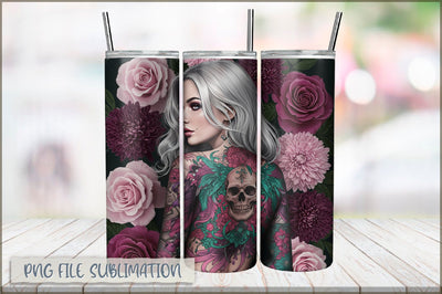 Tattoo Woman 20 Oz Tumbler Wrap PNG Sublimation Shetara Begum 