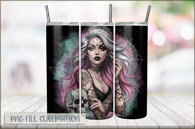 Tattoo Woman 20 Oz Tumbler Wrap PNG Sublimation Shetara Begum 
